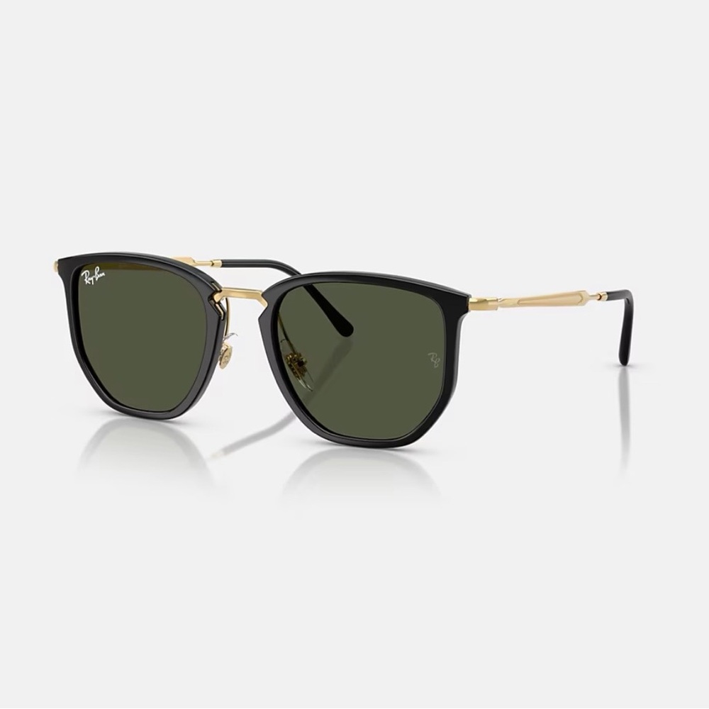 Ray-Ban Black Frames with Gold Detailing and Green Lenses RB4451